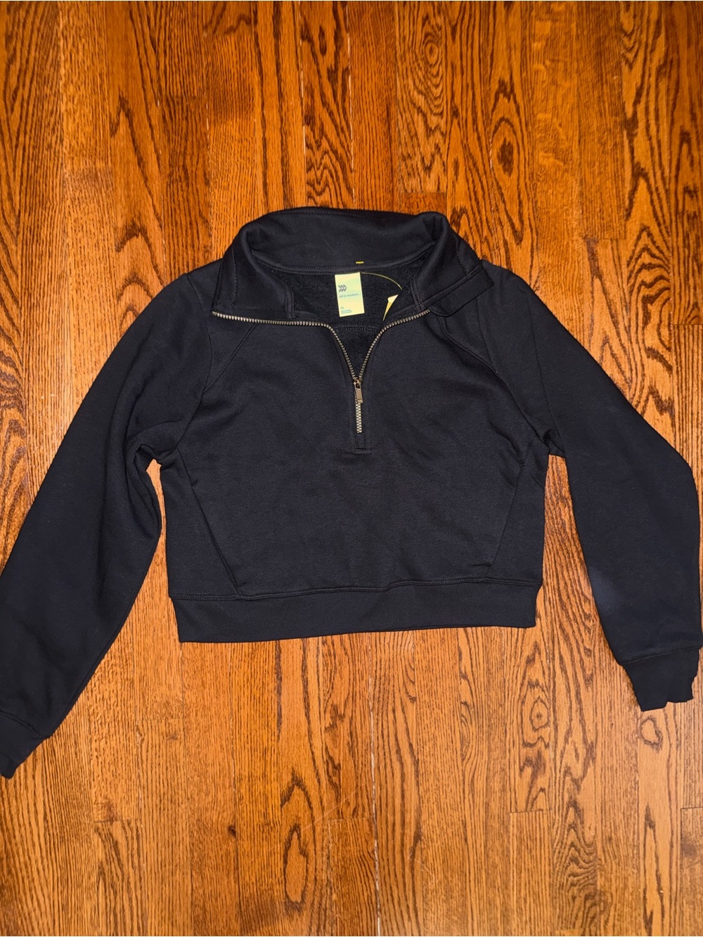all in motion Black Half-Zip Cropped Pullover Hoodie